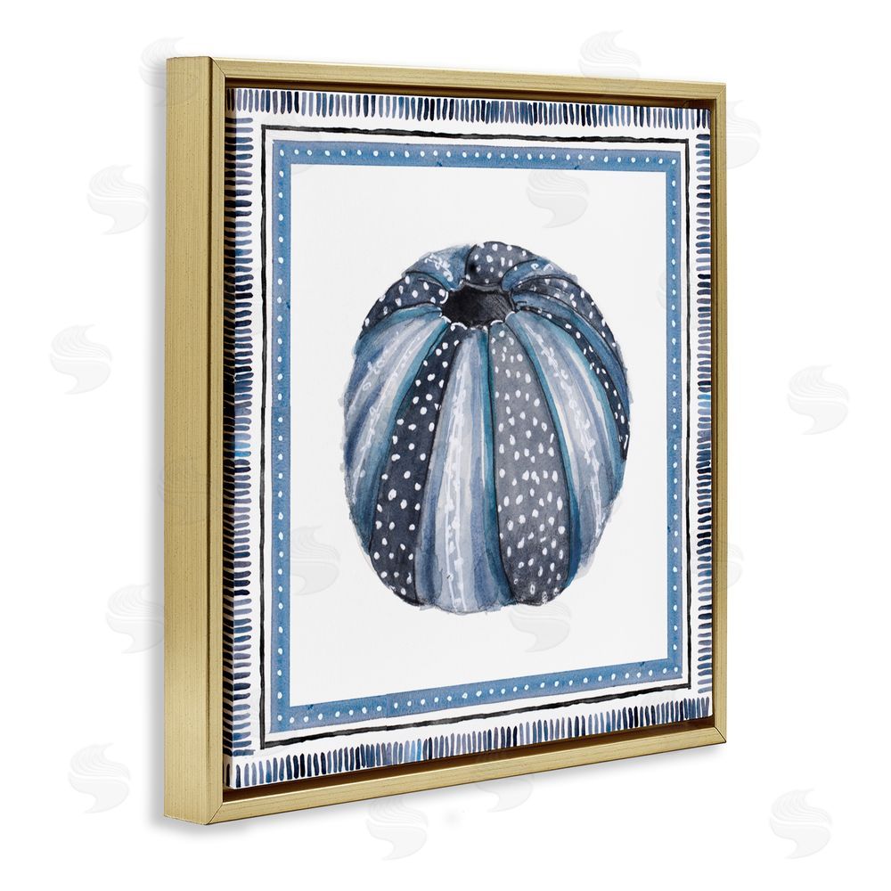 Lanie Loreth Blue Dotted Pumpkin Gold Floating Frame Canvas Wall Art Print