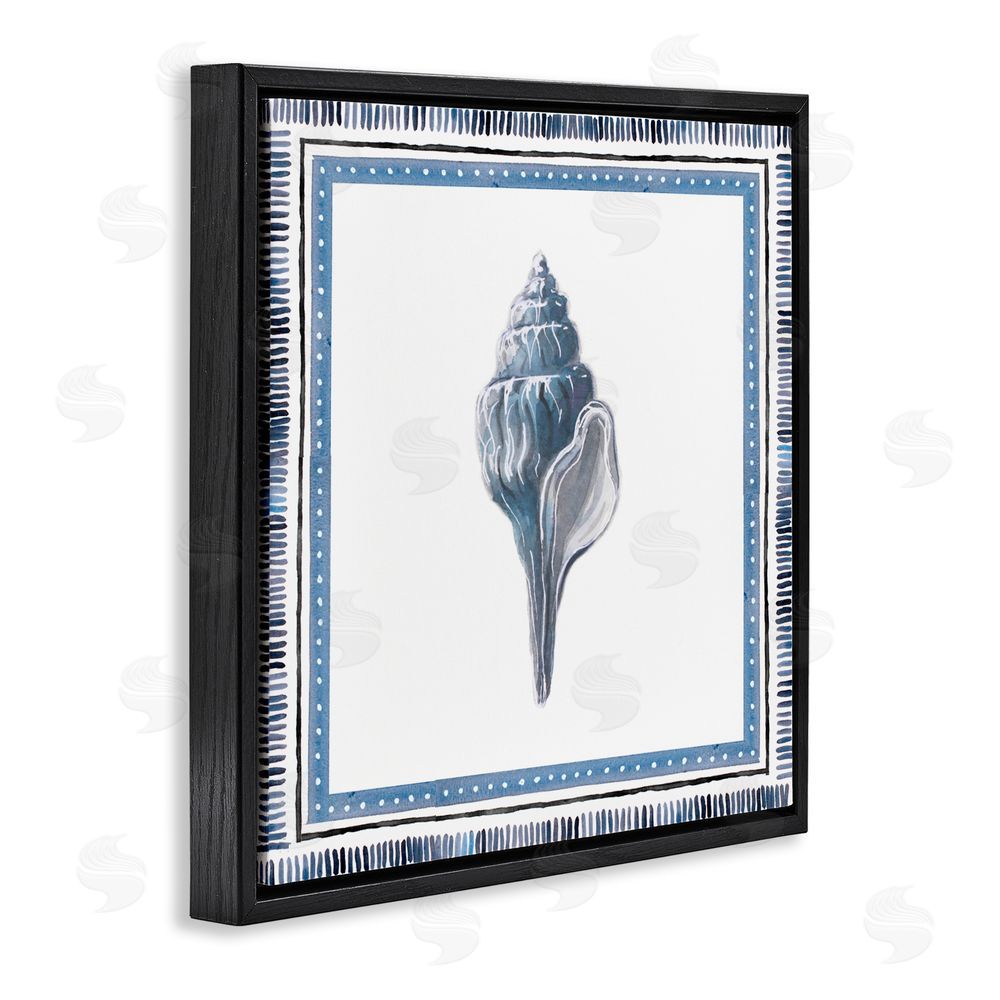 Sundance Graphics Soft Blue Conch Shell Black Floating Frame Canvas Wall Art Print
