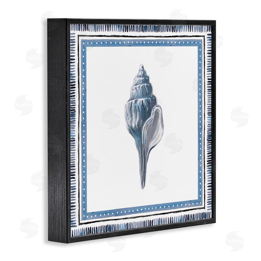 Sundance Graphics Soft Blue Conch Shell Black Framed Giclee Wall Art Print