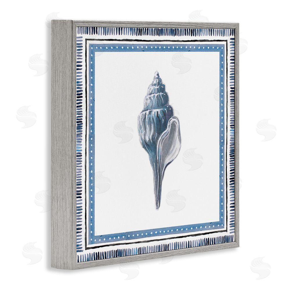 Sundance Graphics Soft Blue Conch Shell Gray Framed Giclee Wall Art Print