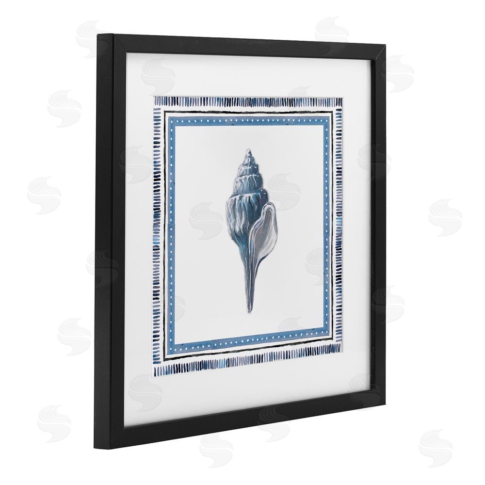 Sundance Graphics Soft Blue Conch Shell Black Framed Print Under Glass Wall Art