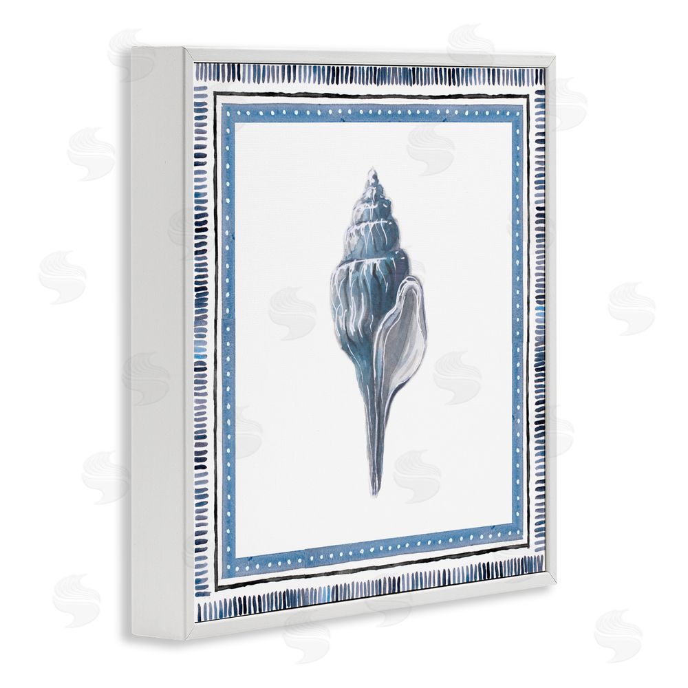 Sundance Graphics Soft Blue Conch Shell White Framed Giclee Wall Art Print