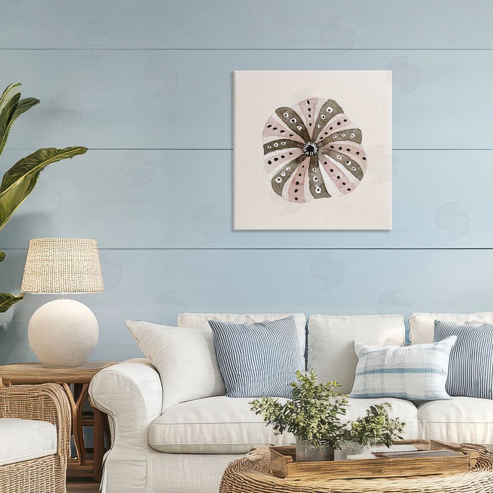 Sundance Graphics Taupe Striped Sea Urchin Canvas Wall Art Print in Room