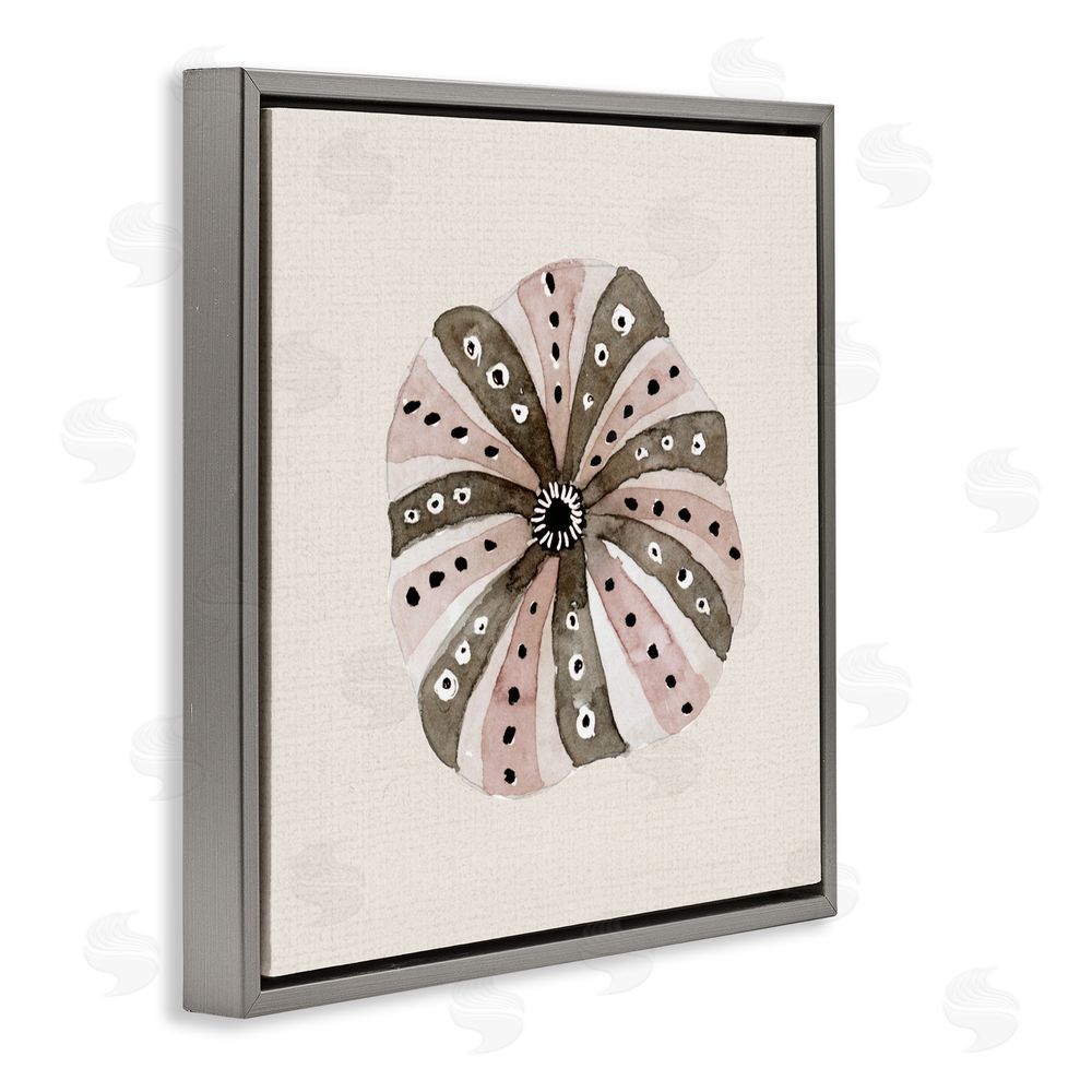 Sundance Graphics Taupe Striped Sea Urchin Gray Floating Frame Canvas Wall Art Print