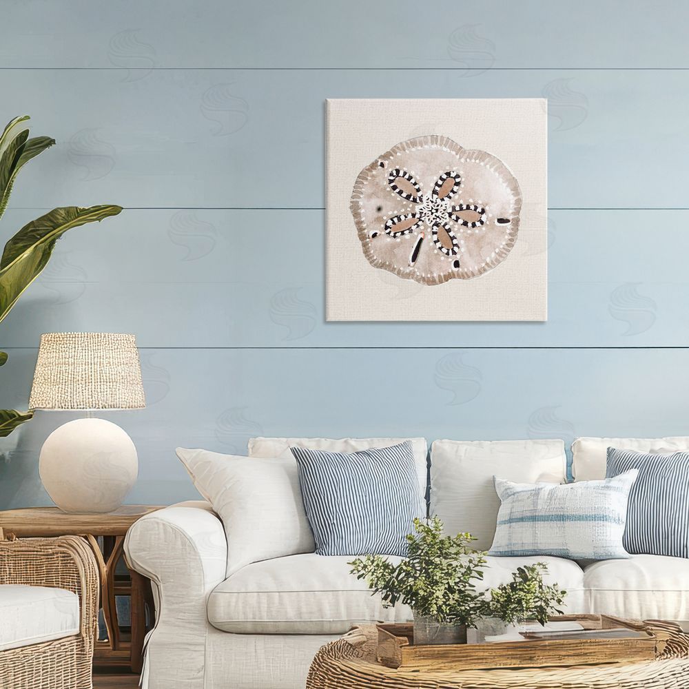 Sundance Graphics Taupe & Beige Sand Dollar Canvas Wall Art Print in Room