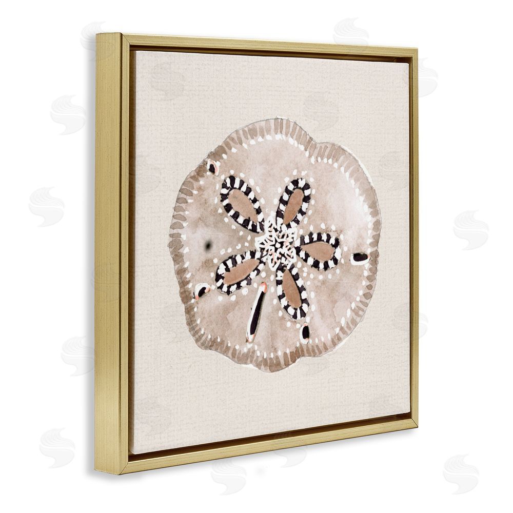 Sundance Graphics Taupe & Beige Sand Dollar Gold Floating Frame Canvas Wall Art Print