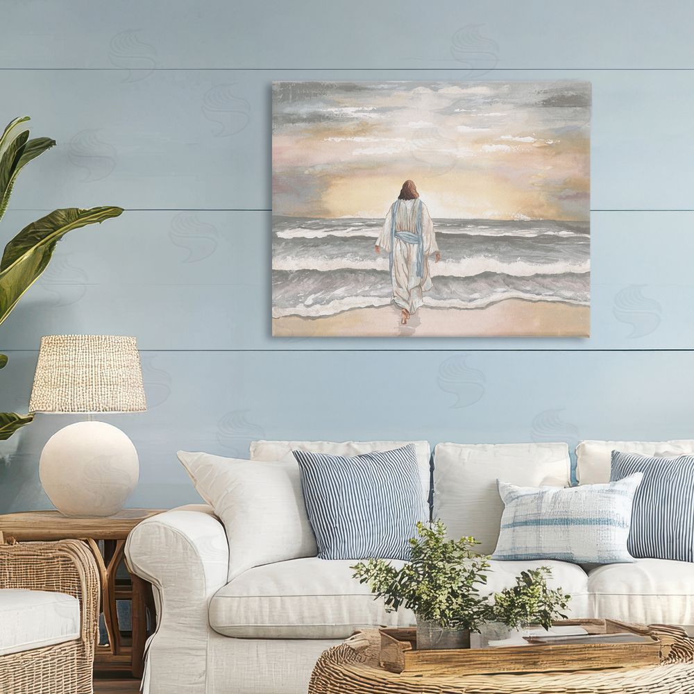Sundance Graphics Jesus Walks The Shore Canvas Wall Art Print in Room
