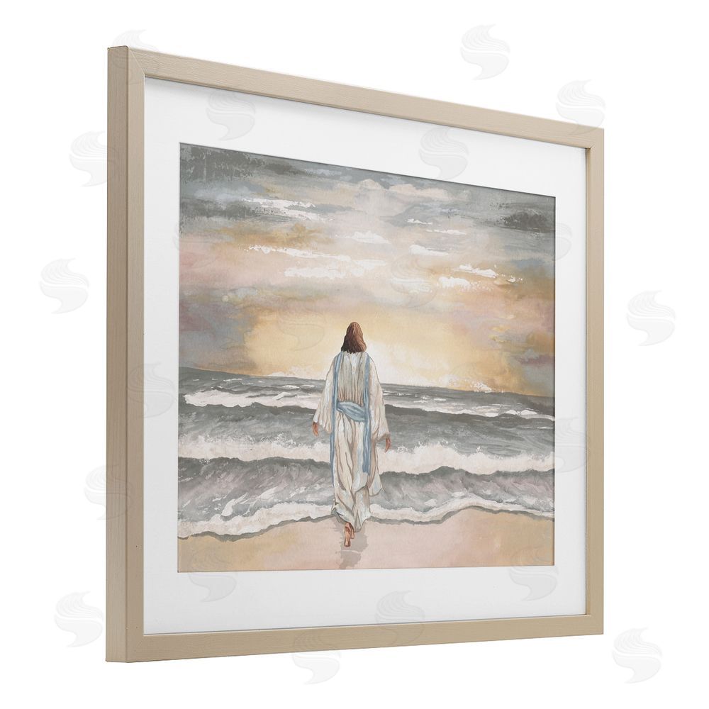 Sundance Graphics Jesus Walks The Shore Birch Framed Print Under Glass Wall Art
