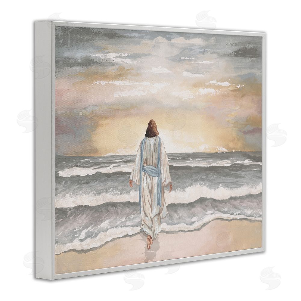 Sundance Graphics Jesus Walks The Shore White Framed Giclee Wall Art Print