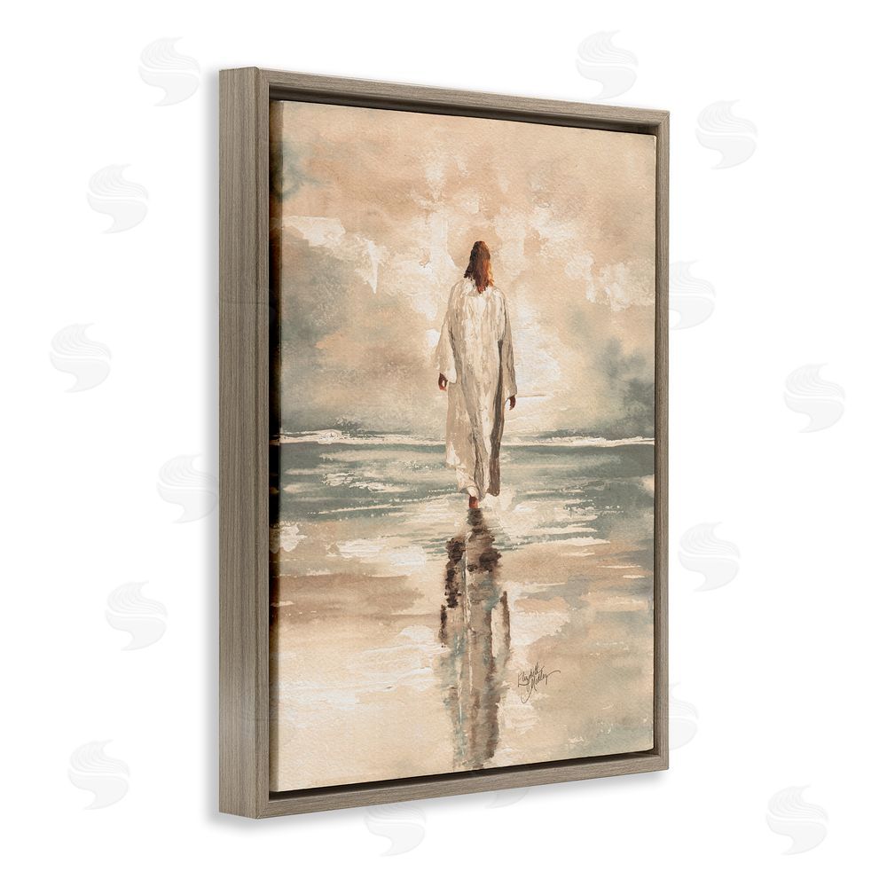 Sundance Graphics Jesus Calms The Sea Brown Floating Frame Canvas Wall Art Print