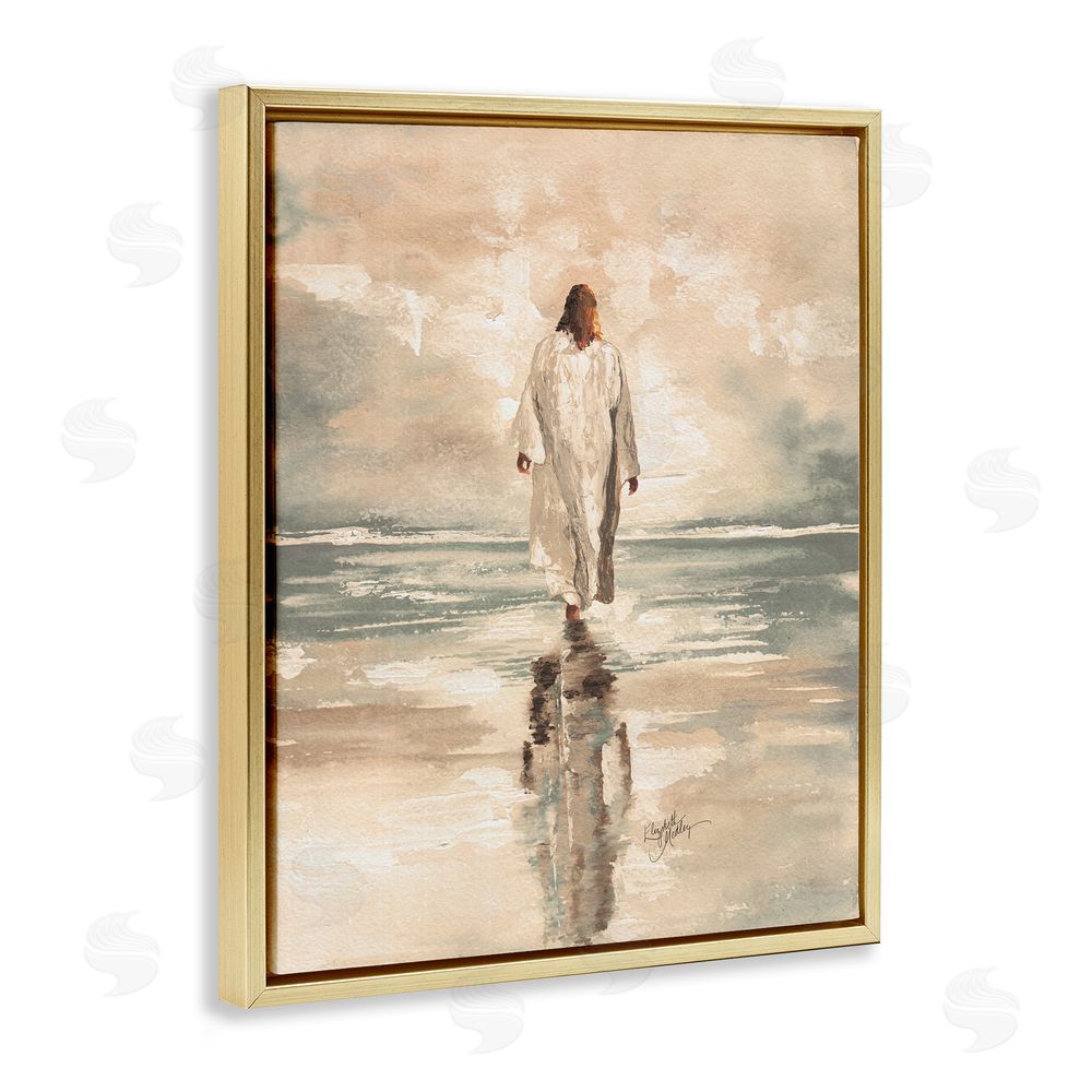 Sundance Graphics Jesus Calms The Sea Gold Floating Frame Canvas Wall Art Print