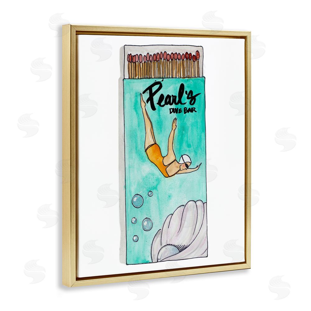 Nola James Pearl Dive Matchbox Gold Floating Frame Canvas Wall Art Print