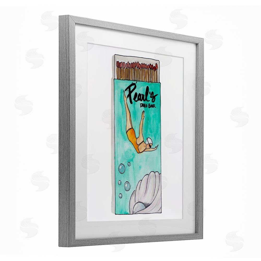 Nola James Pearl Dive Matchbox Gray Framed Print Under Glass Wall Art