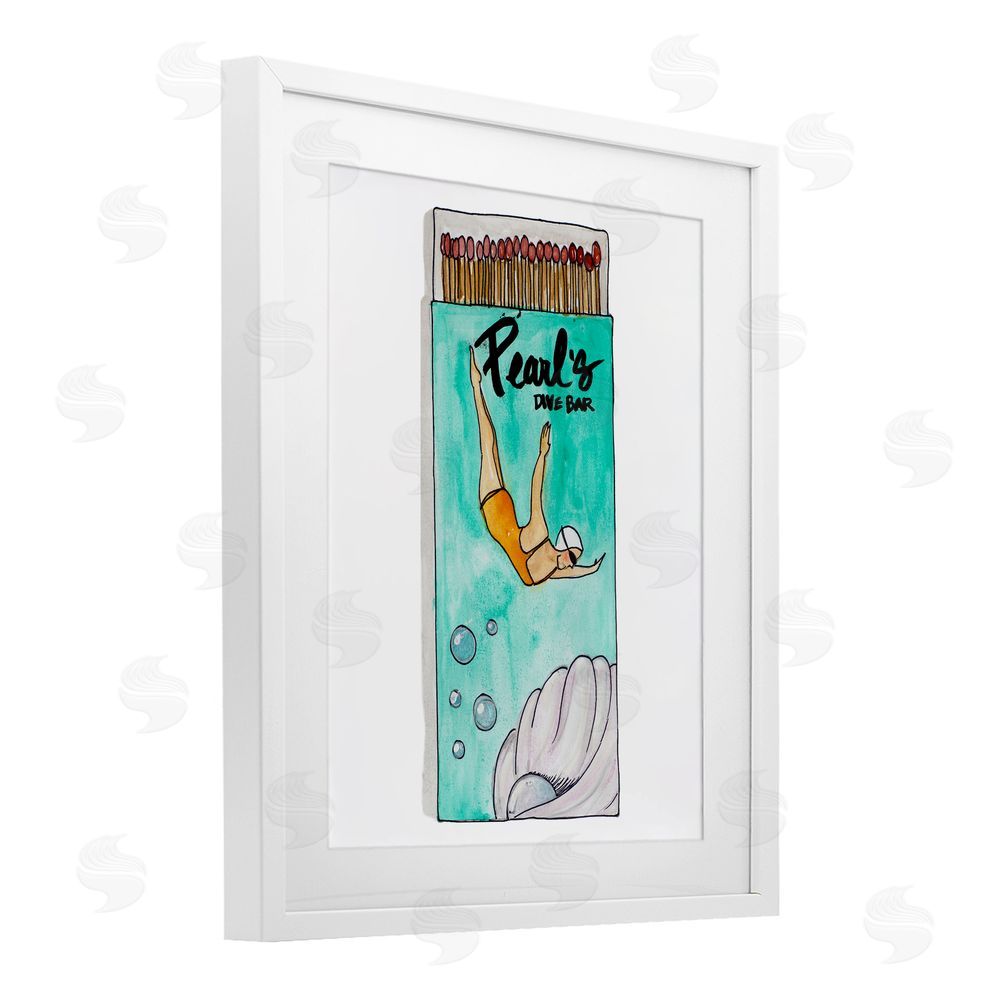 Nola James Pearl Dive Matchbox White Framed Print Under Glass Wall Art