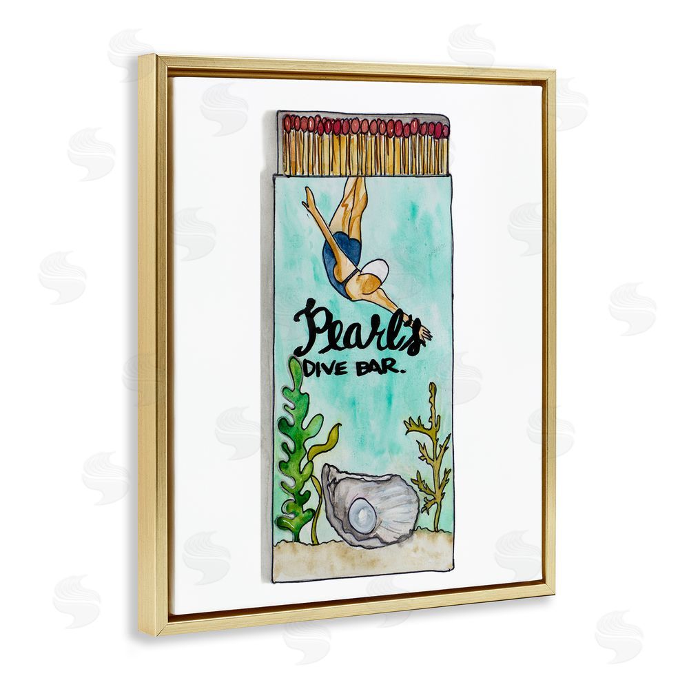 Nola James Pearl Dive Matchbook Gold Floating Frame Canvas Wall Art Print