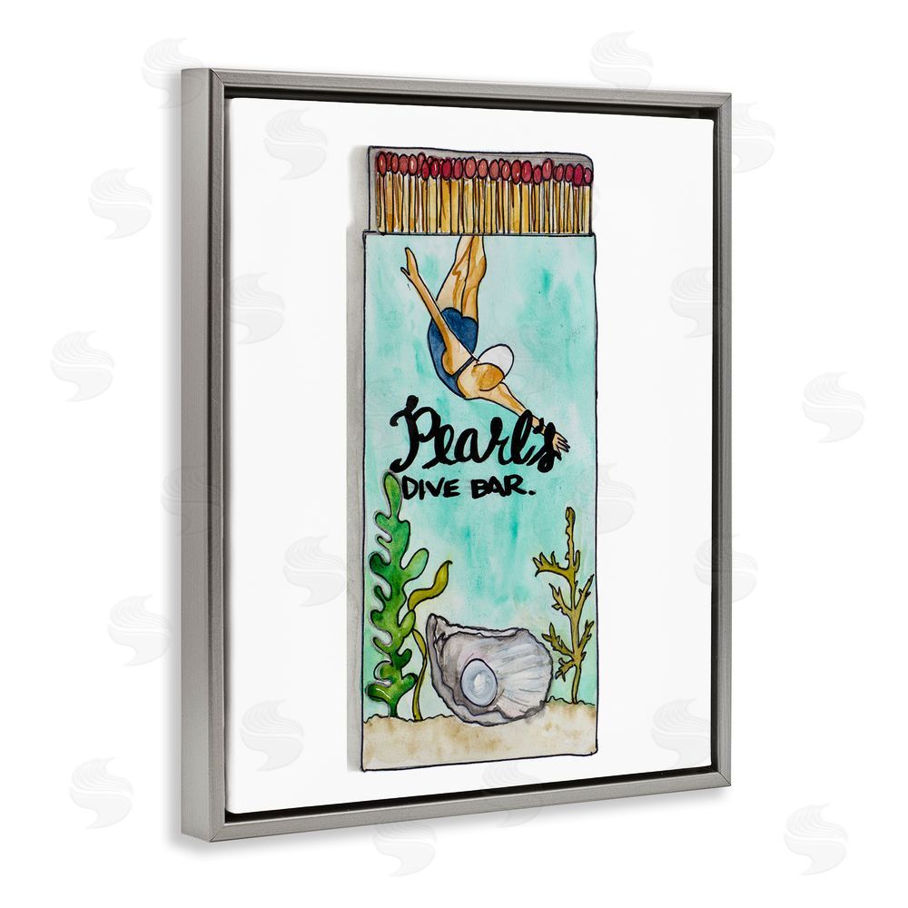 Nola James Pearl Dive Matchbook Gray Floating Frame Canvas Wall Art Print