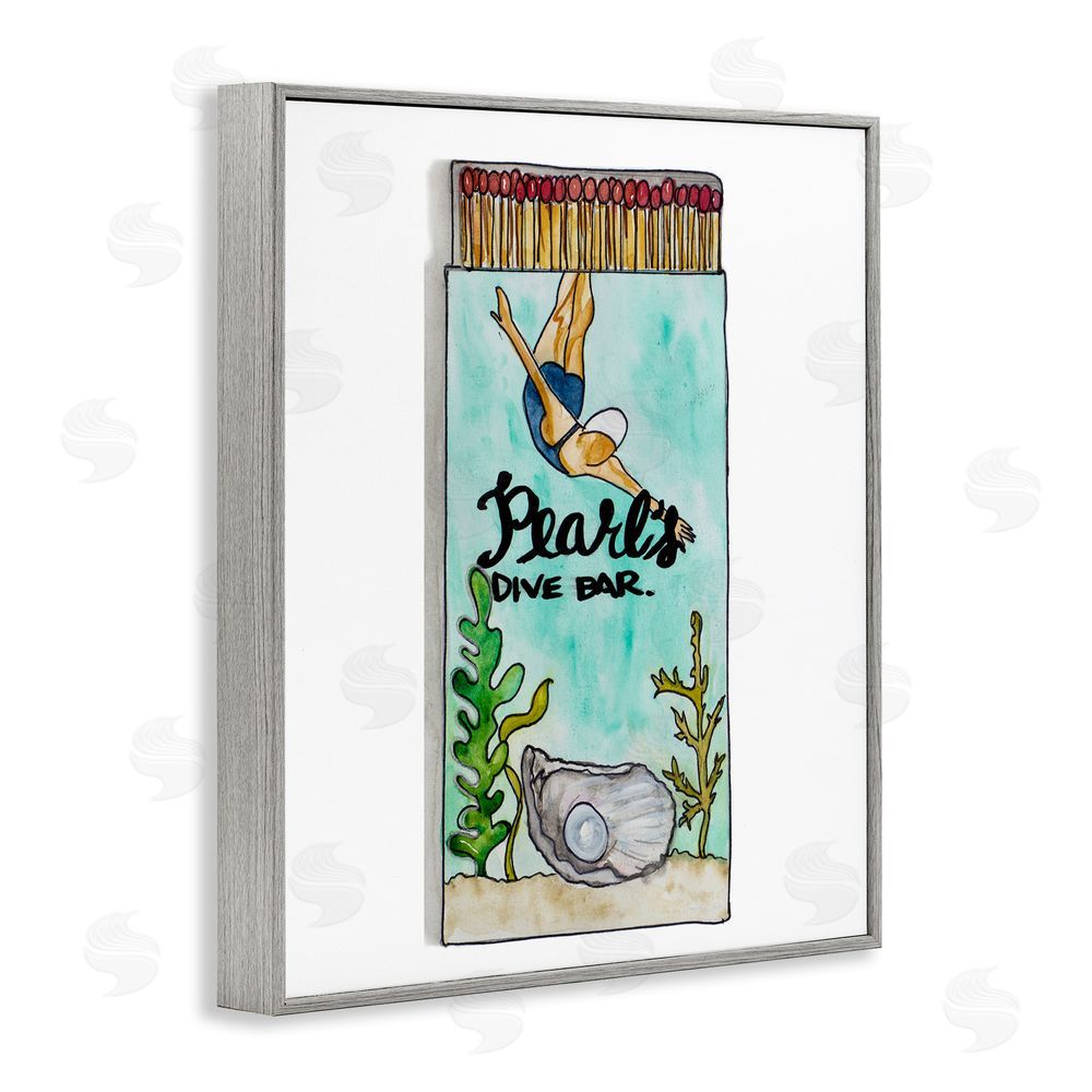 Nola James Pearl Dive Matchbook Gray Framed Giclee Wall Art Print