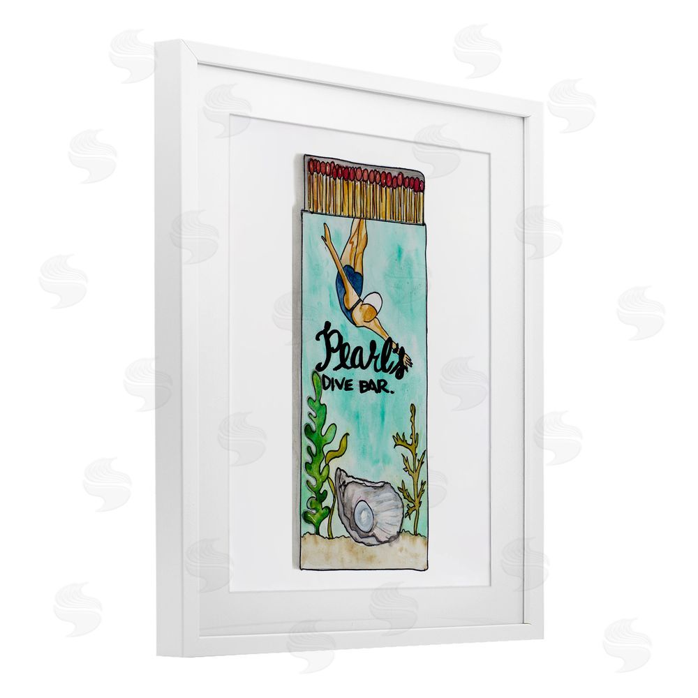Nola James Pearl Dive Matchbook White Framed Print Under Glass Wall Art