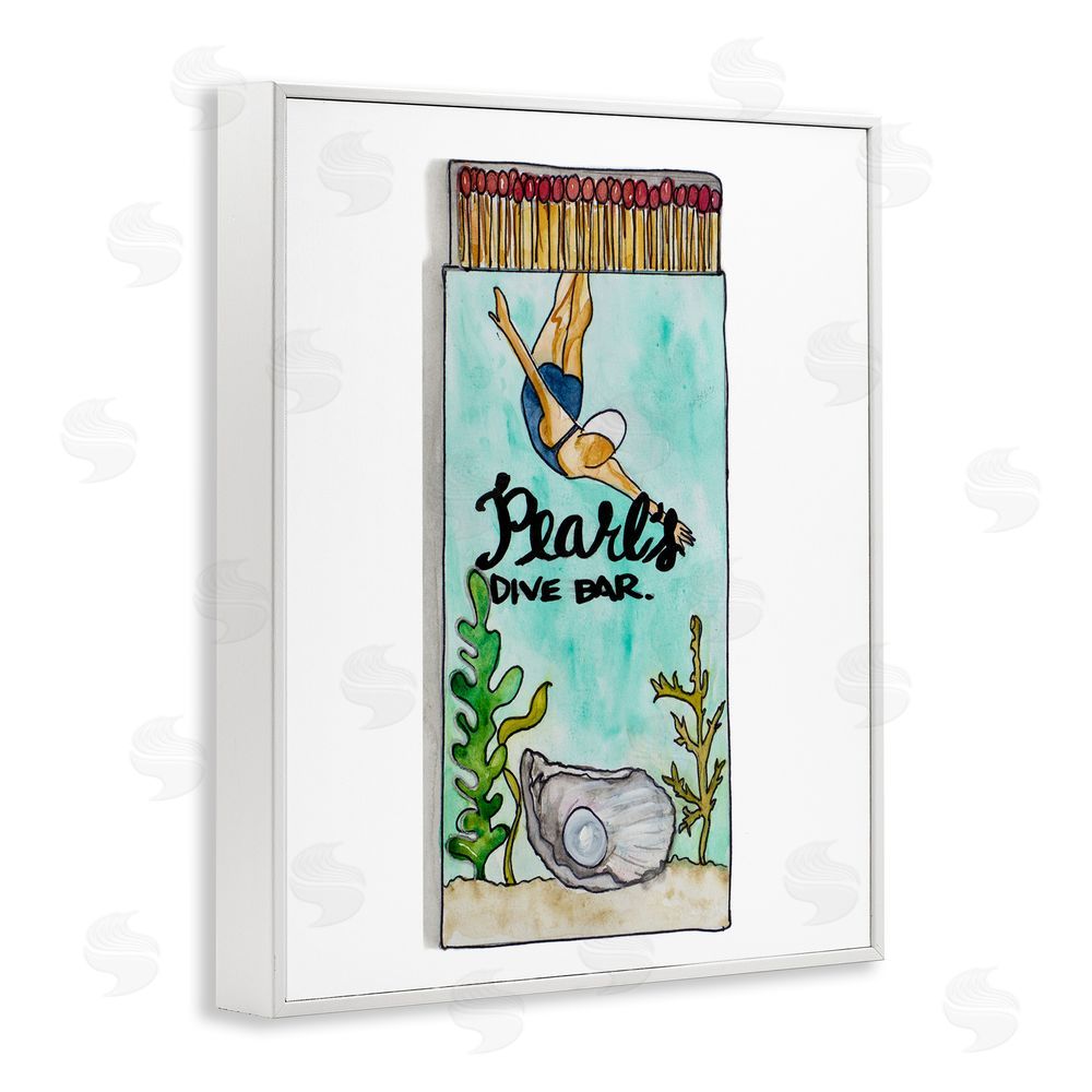 Nola James Pearl Dive Matchbook White Framed Giclee Wall Art Print