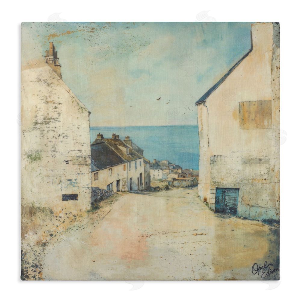 Opal Edison Coastal Town Walk Stretched Canvas Wall Art Print