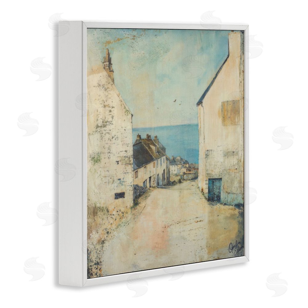 Opal Edison Coastal Town Walk White Framed Giclee Wall Art Print