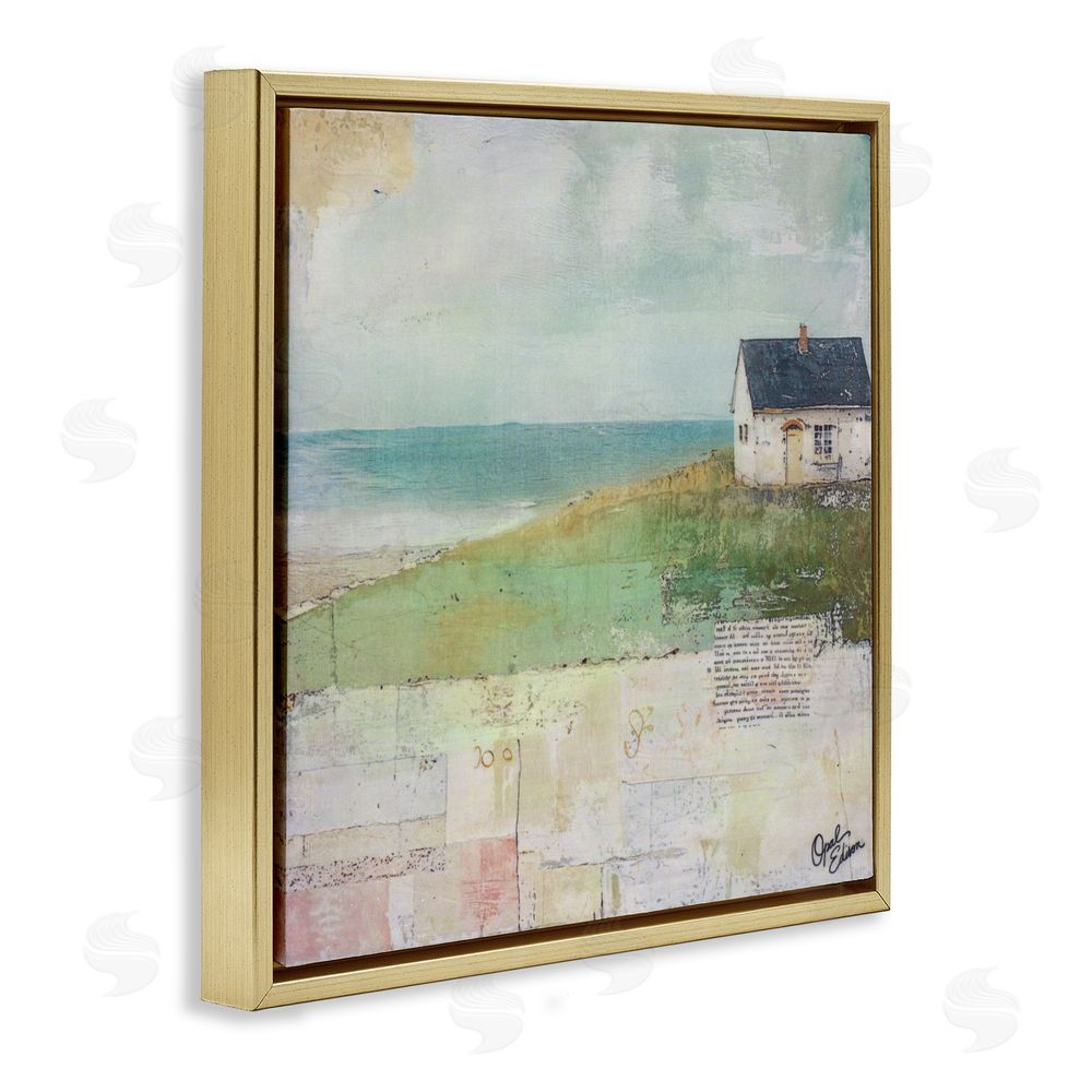 Opal Edison Quiet Place By The Coast Gold Floating Frame Canvas Wall Art Print