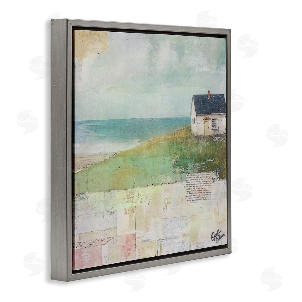 Opal Edison Quiet Place By The Coast Gray Floating Frame Canvas Wall Art Print