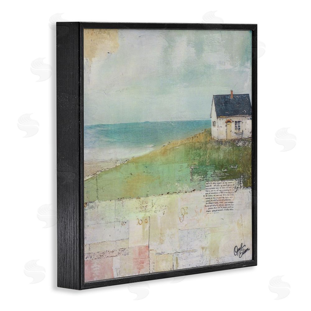 Opal Edison Quiet Place By The Coast Black Framed Giclee Wall Art Print