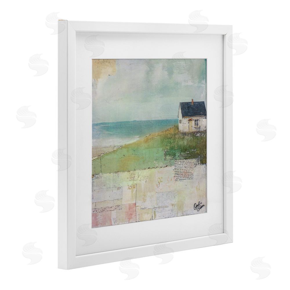 Opal Edison Quiet Place By The Coast White Framed Print Under Glass Wall Art