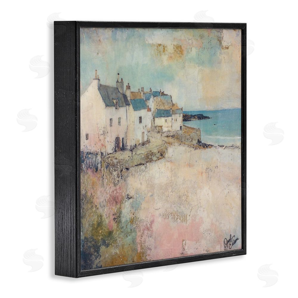 Opal Edison Town Corner Architecture Black Framed Giclee Wall Art Print