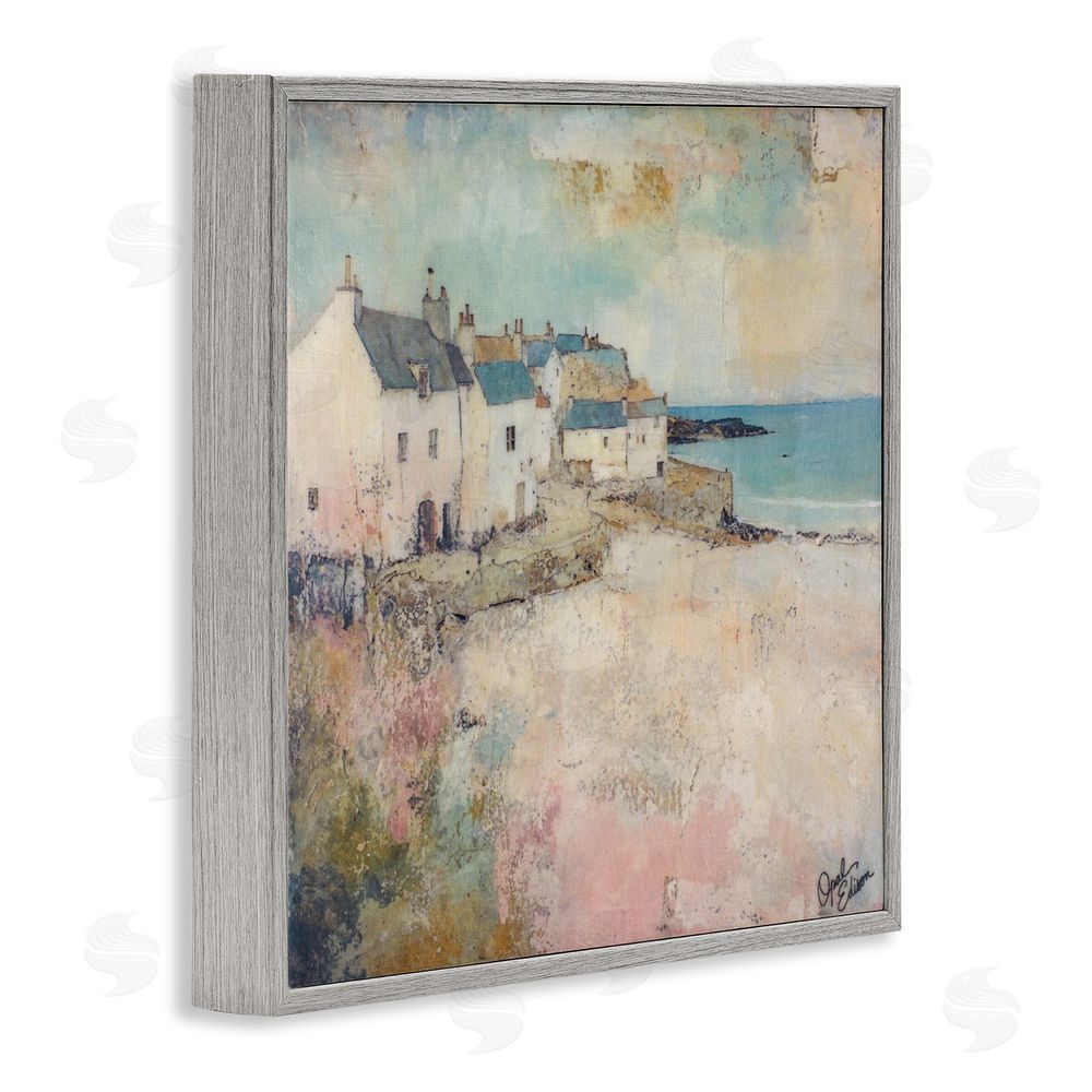 Opal Edison Town Corner Architecture Gray Framed Giclee Wall Art Print