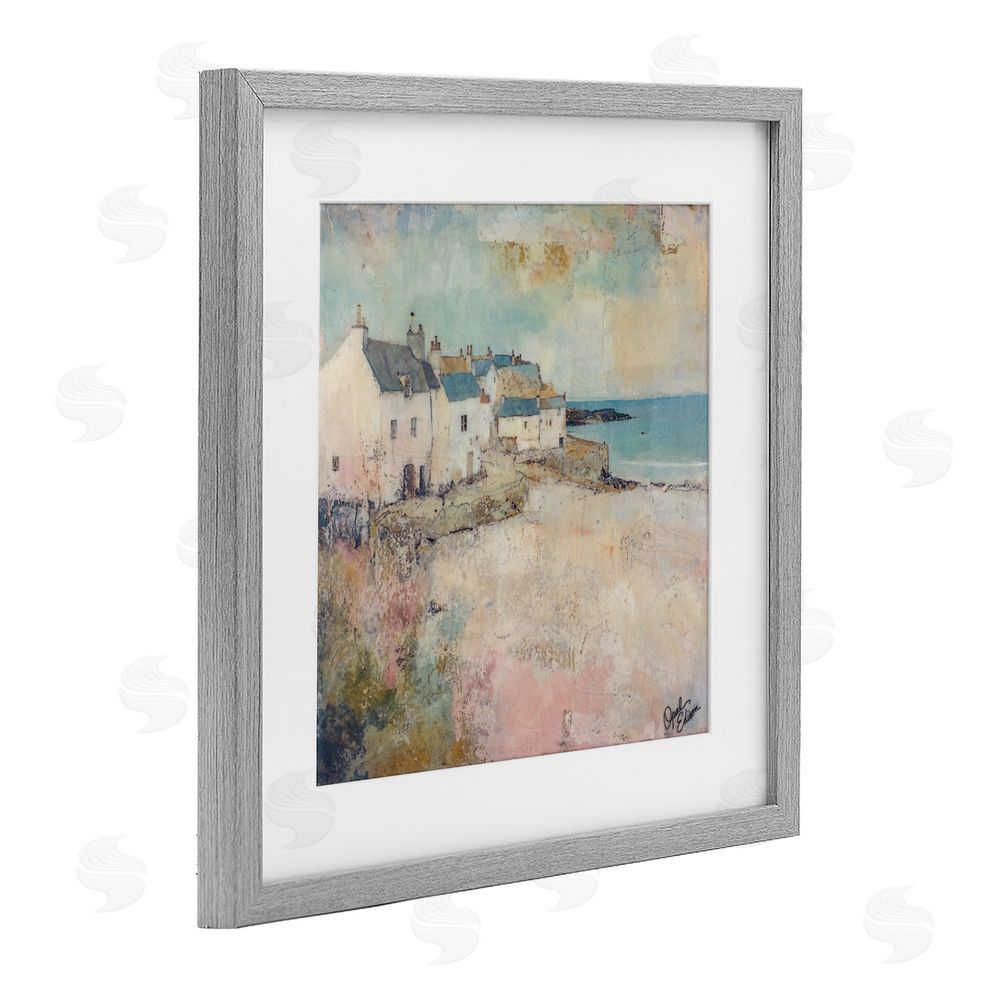 Opal Edison Town Corner Architecture Gray Framed Print Under Glass Wall Art