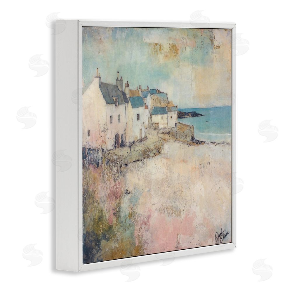 Opal Edison Town Corner Architecture White Framed Giclee Wall Art Print