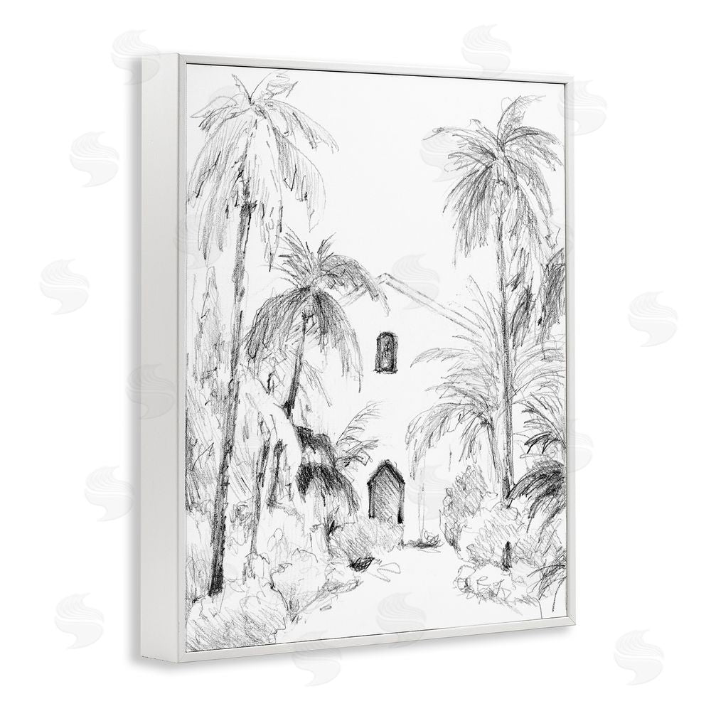 Lanie Loreth Island Church Sketch White Framed Giclee Wall Art Print
