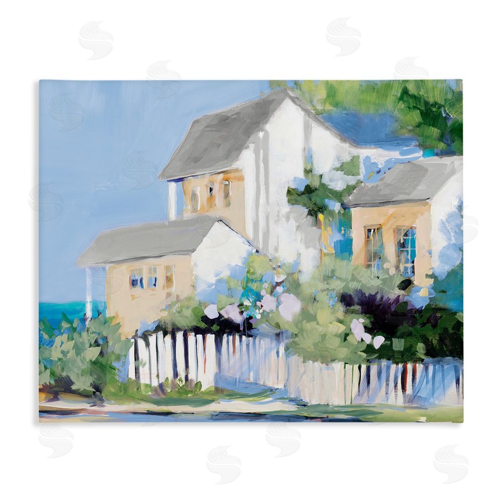 Sundance Graphics Living by the Water Cottage Canvas Wall Art Print