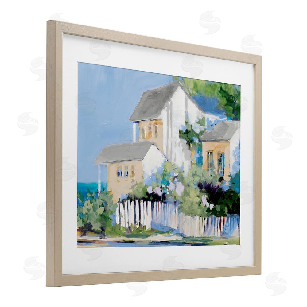 Sundance Graphics Living by the Water Cottage Birch Framed Print Under Glass Wall Art