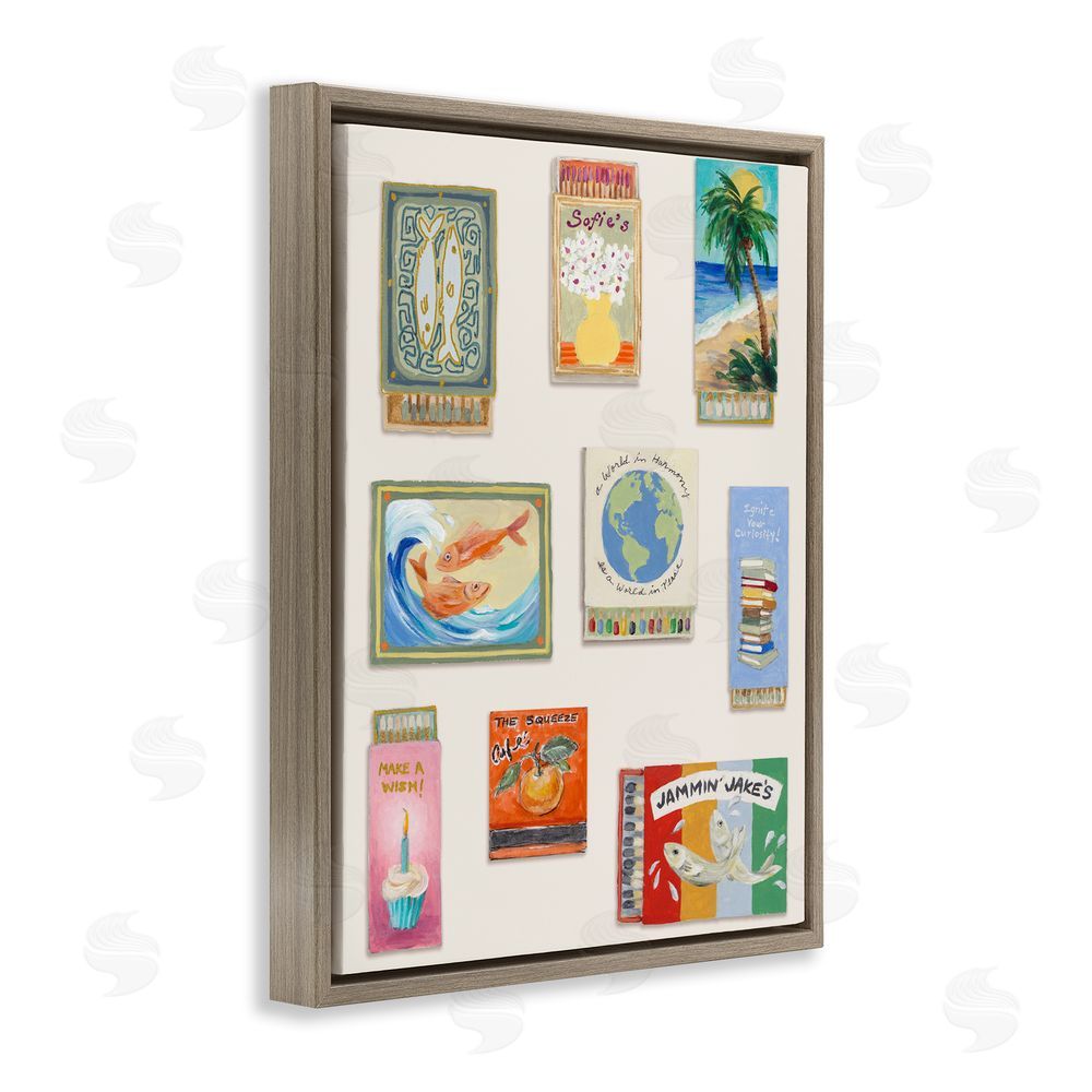 Lanie Loreth World Matchbox Collection Brown Floating Frame Canvas Wall Art Print
