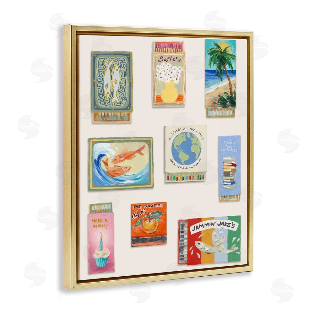 Lanie Loreth World Matchbox Collection Gold Floating Frame Canvas Wall Art Print