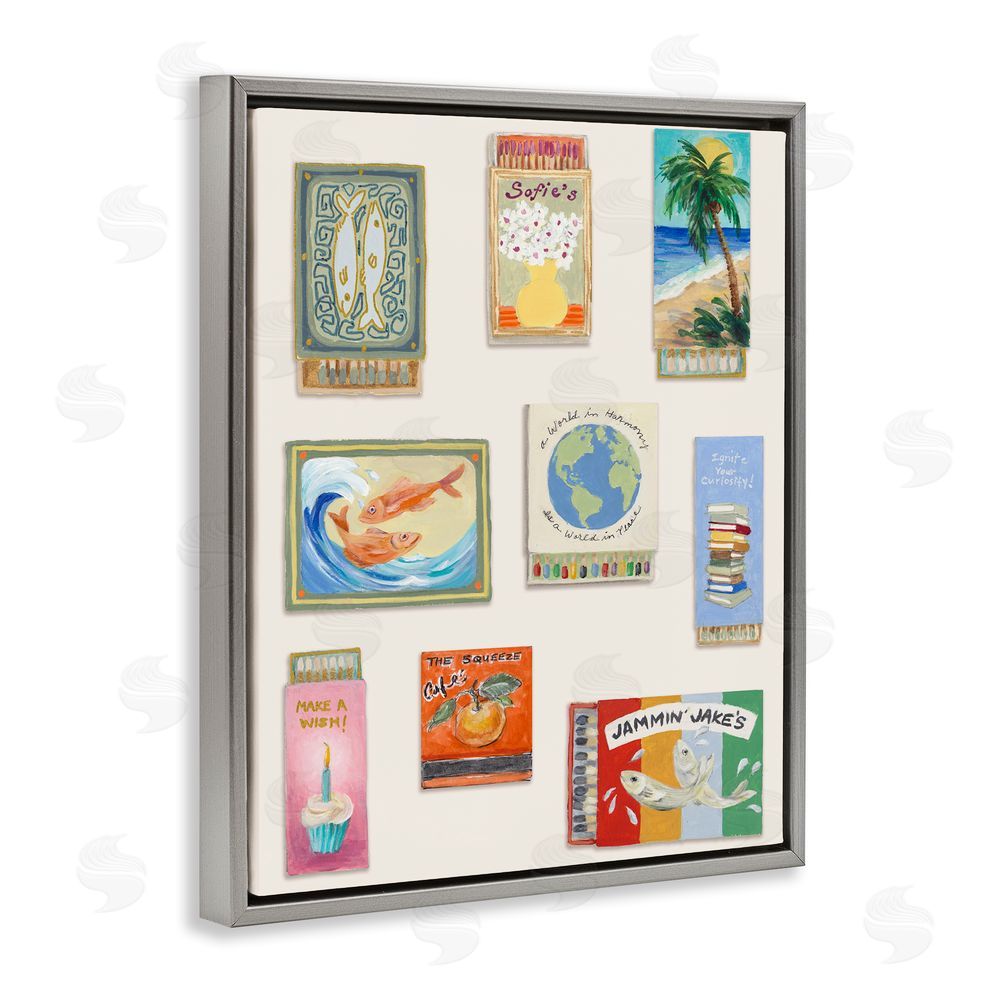 Lanie Loreth World Matchbox Collection Gray Floating Frame Canvas Wall Art Print