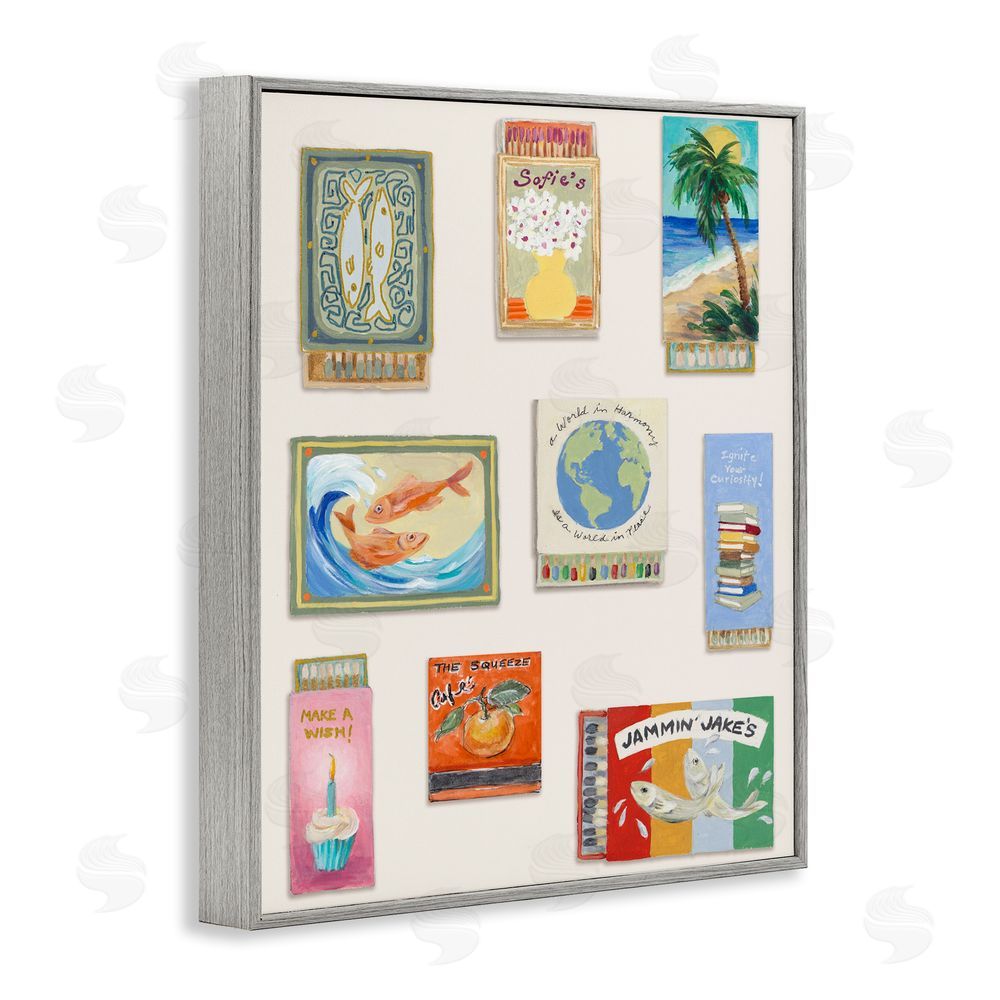 Lanie Loreth World Matchbox Collection Gray Framed Giclee Wall Art Print