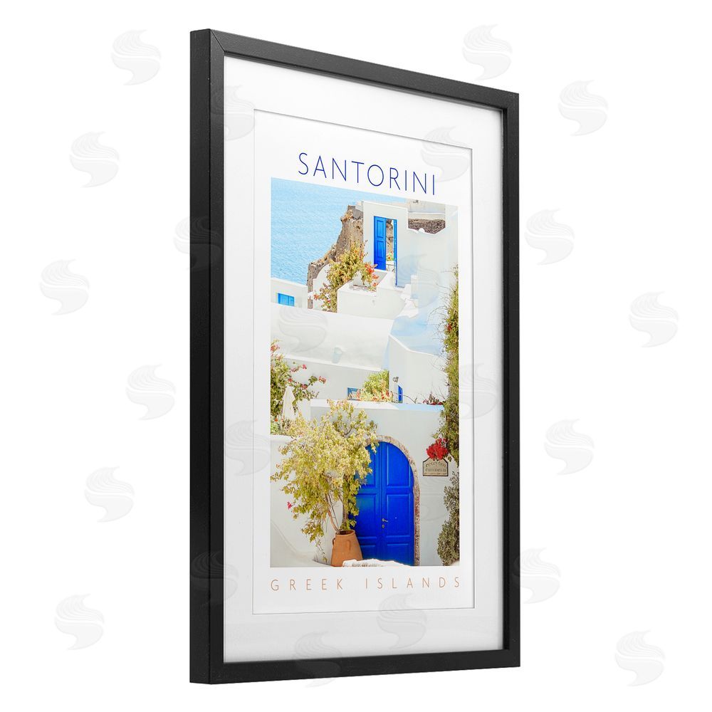 Sundance Graphics Santorini Greek Islands Black Framed Print Under Glass Wall Art