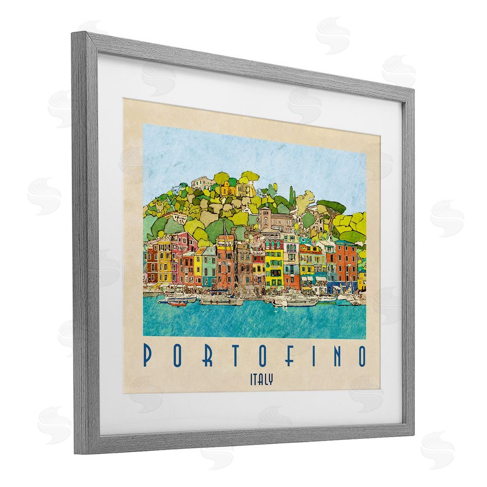 Sundance Graphics Portofino Architecture Poster Gray Framed Print Under Glass Wall Art