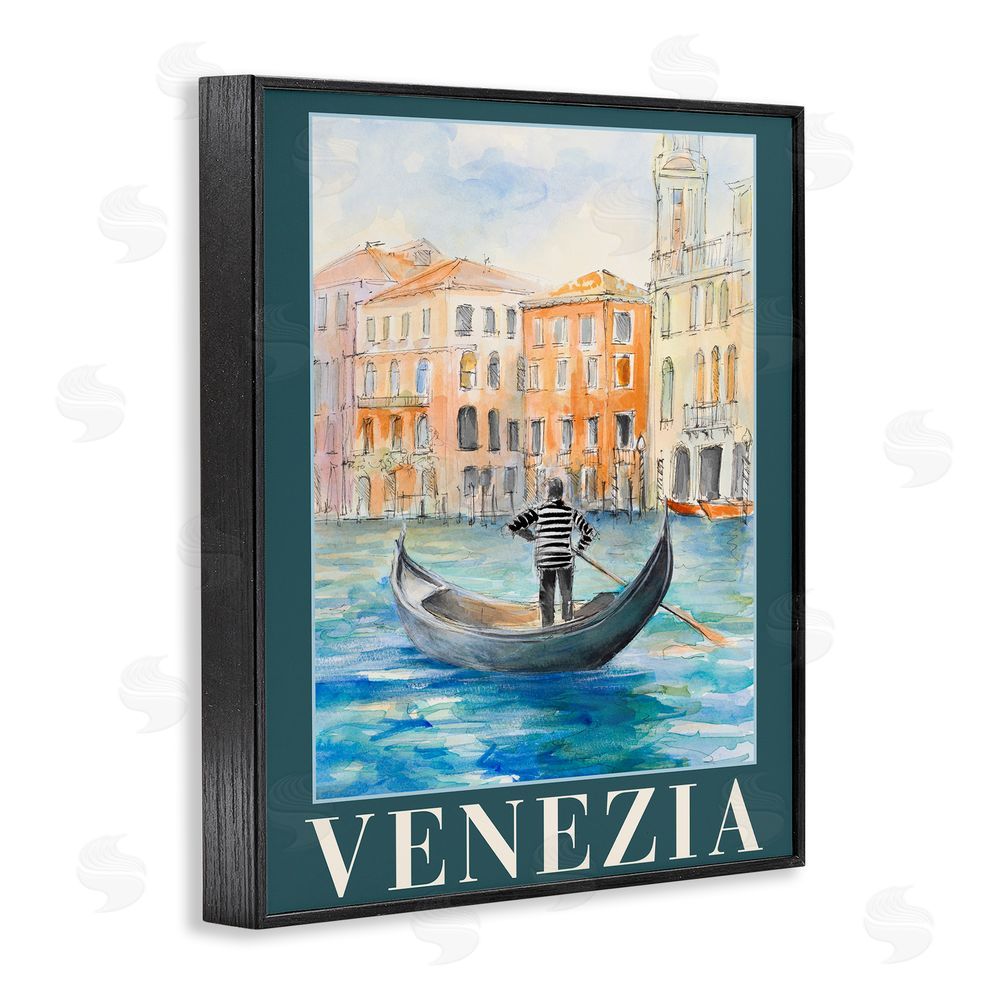 Sundance Graphics Venezia Gondola View Black Framed Giclee Wall Art Print