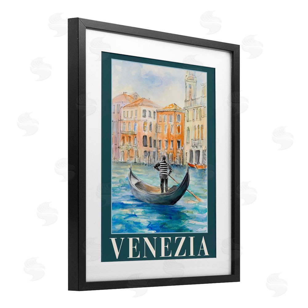 Sundance Graphics Venezia Gondola View Black Framed Print Under Glass Wall Art