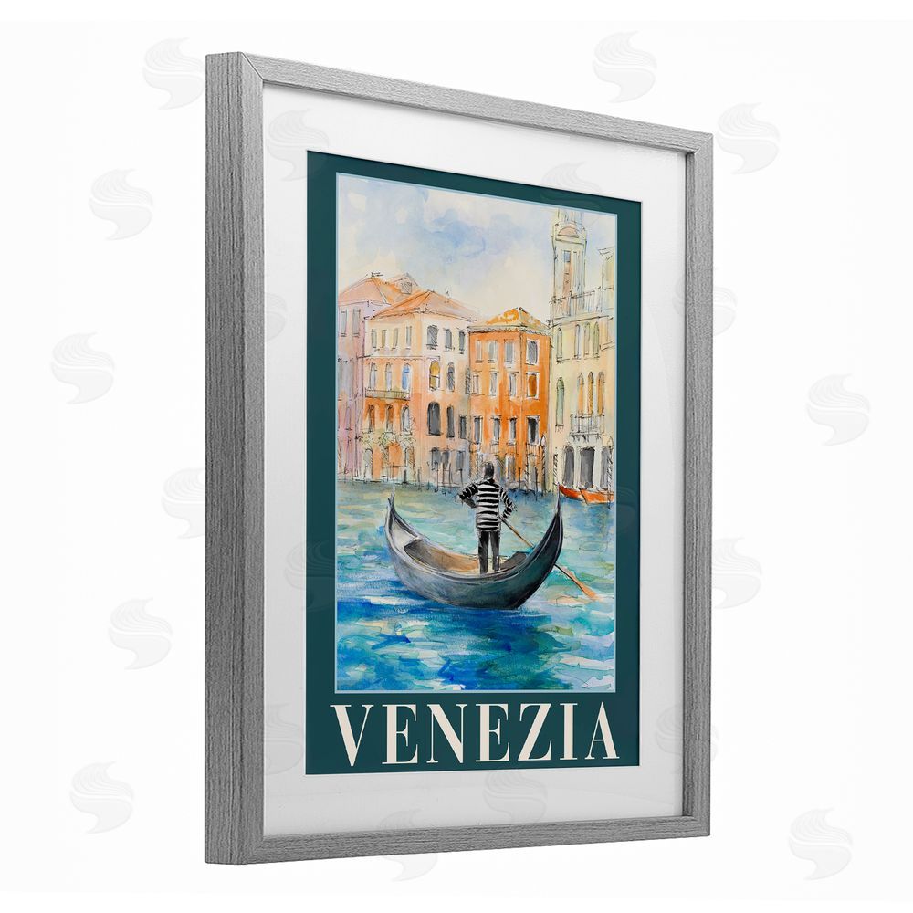 Sundance Graphics Venezia Gondola View Gray Framed Print Under Glass Wall Art