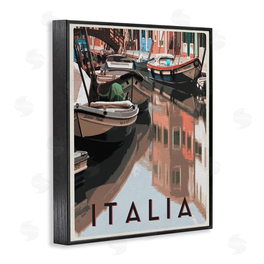 Sundance Graphics Italia Canal Poster Black Framed Giclee Wall Art Print