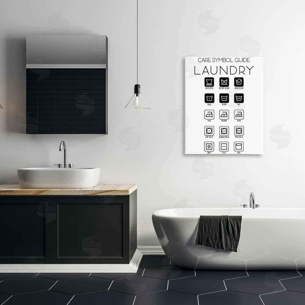 Sundance Graphics Laundry Care Symbol Guide Canvas Wall Art Print in Room