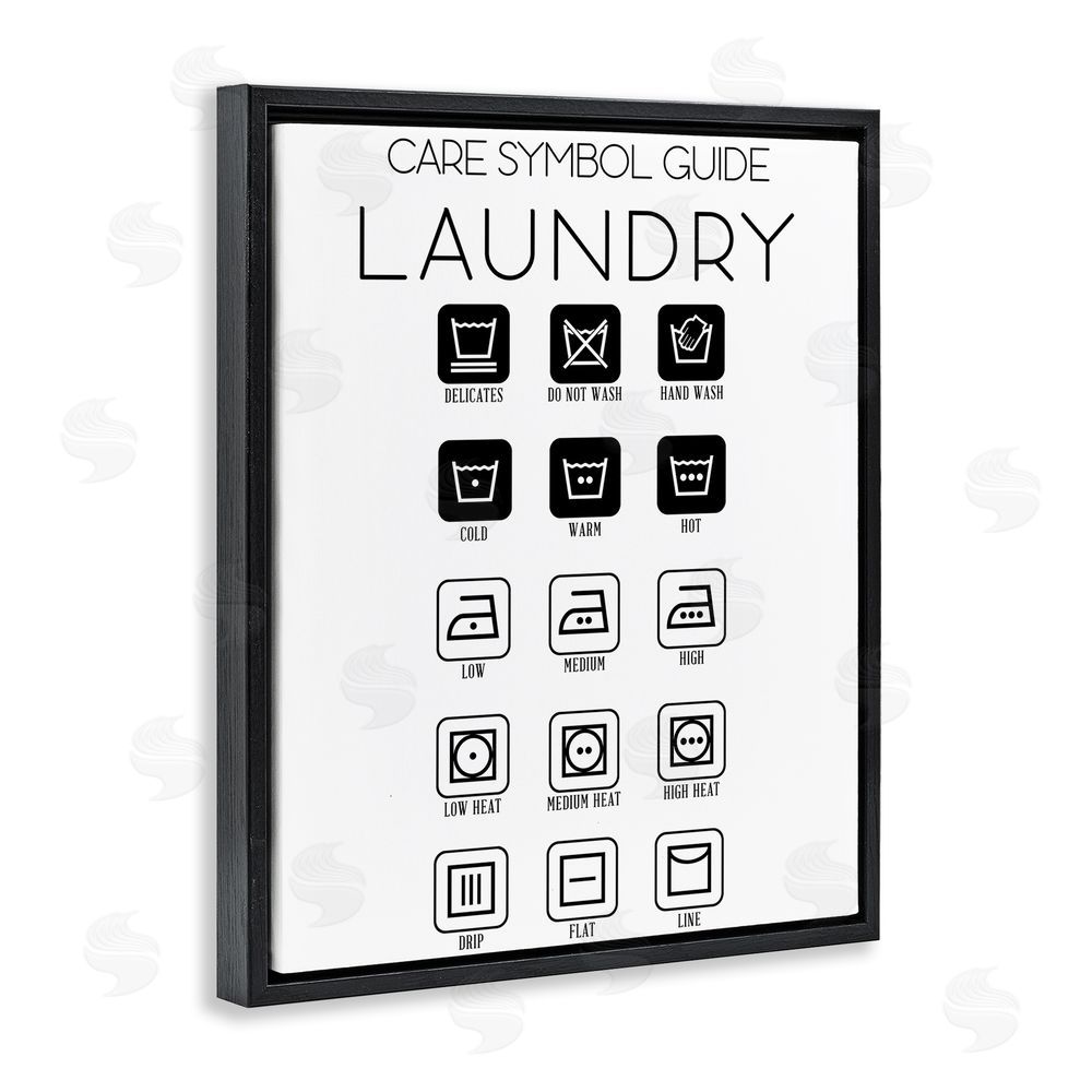 Sundance Graphics Laundry Care Symbol Guide Black Floating Frame Canvas Wall Art Print