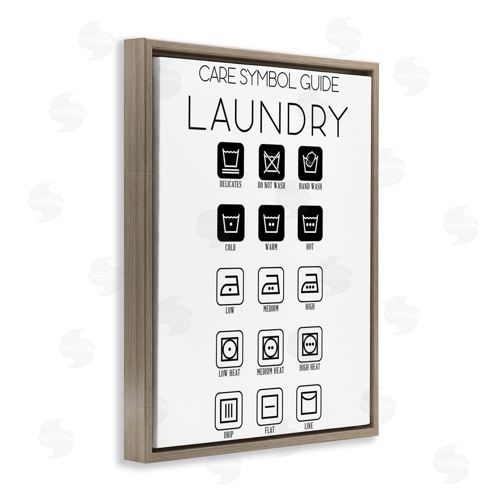 Sundance Graphics Laundry Care Symbol Guide Brown Floating Frame Canvas Wall Art Print