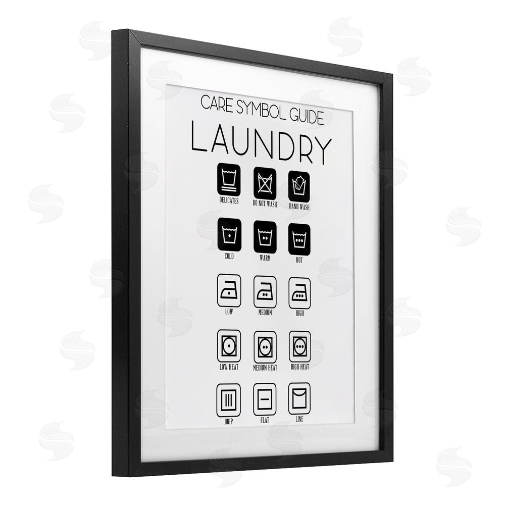 Sundance Graphics Laundry Care Symbol Guide Black Framed Print Under Glass Wall Art